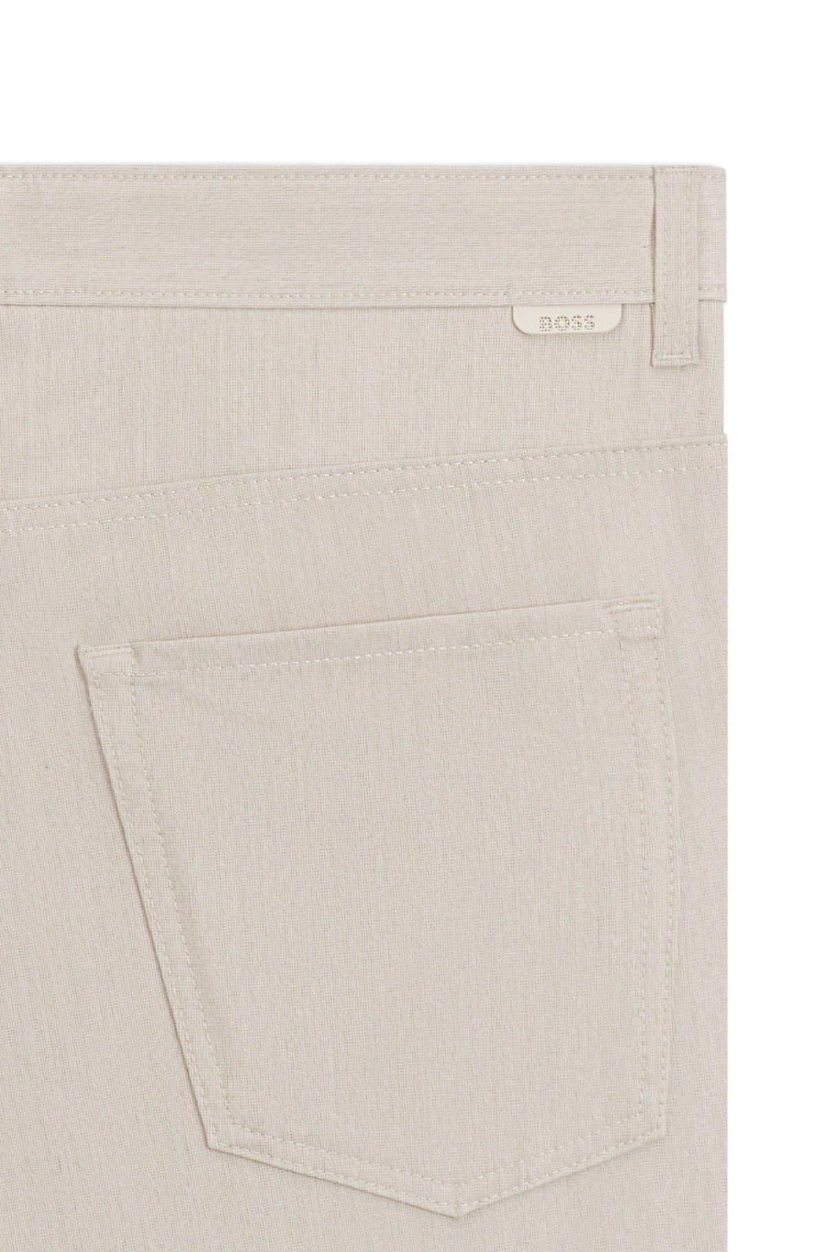 BOSS - Delaware slim-fit trousers in wrinkle-resistant dobby - White Product Image