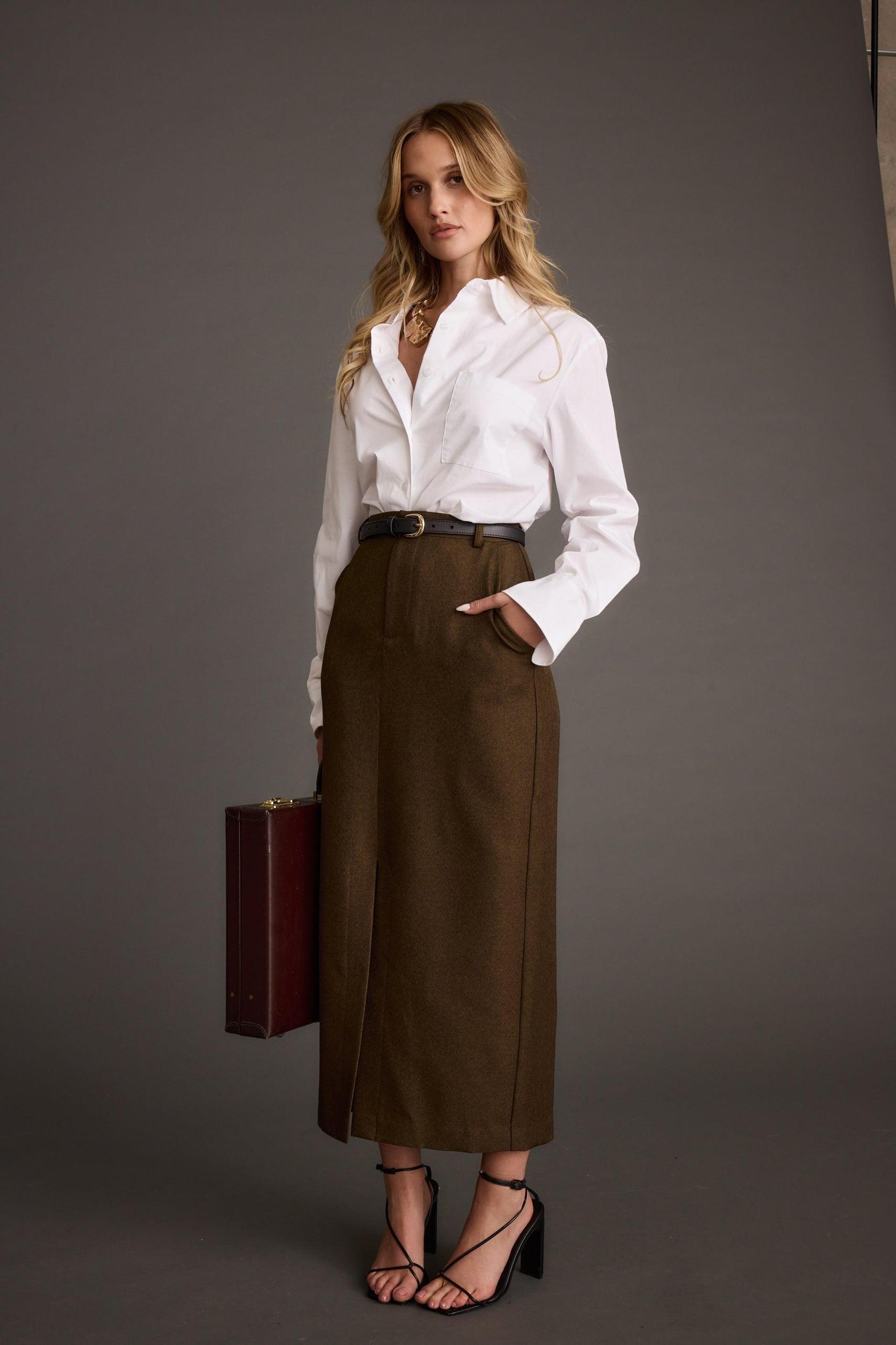 Gisele White Poplin Button Down Product Image
