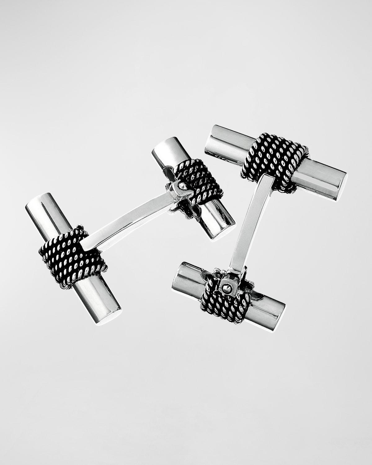 Mens Sterling Rope Tube Cufflinks Product Image