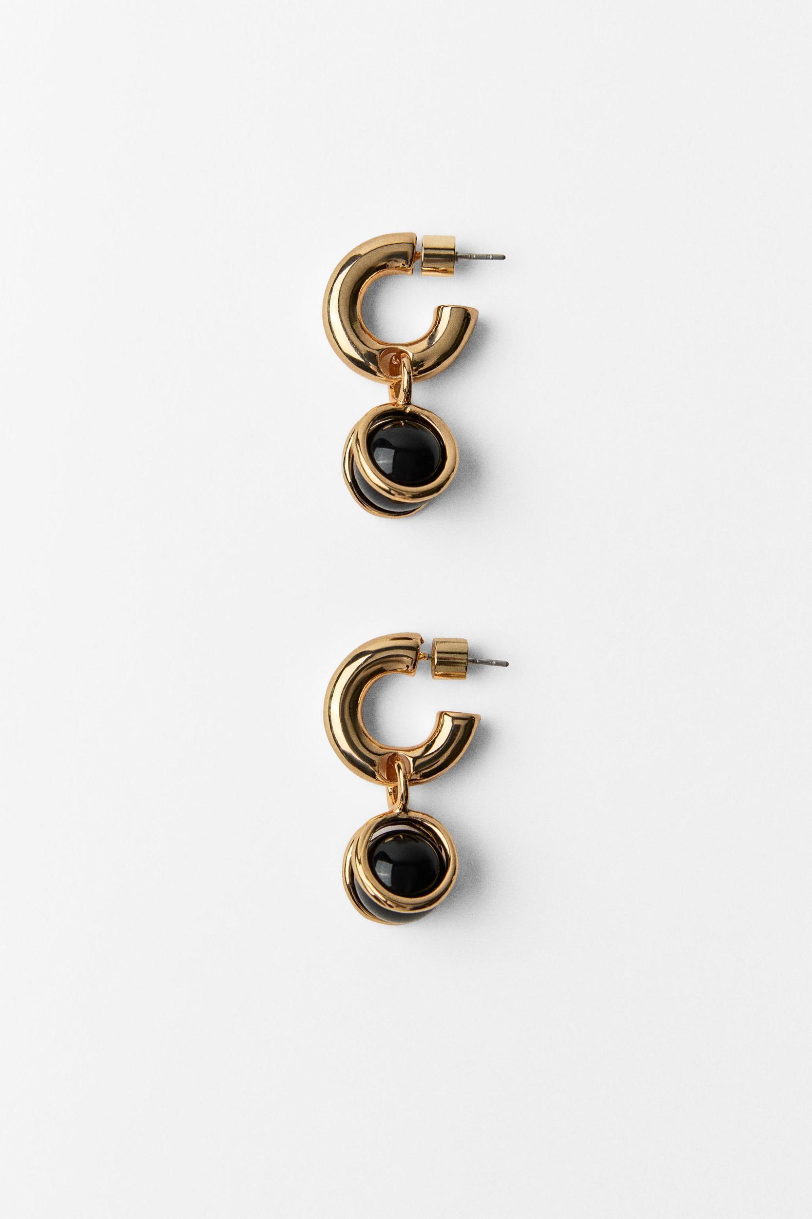 TEXTURED BOBBLE HOOP EARRINGS Product Image