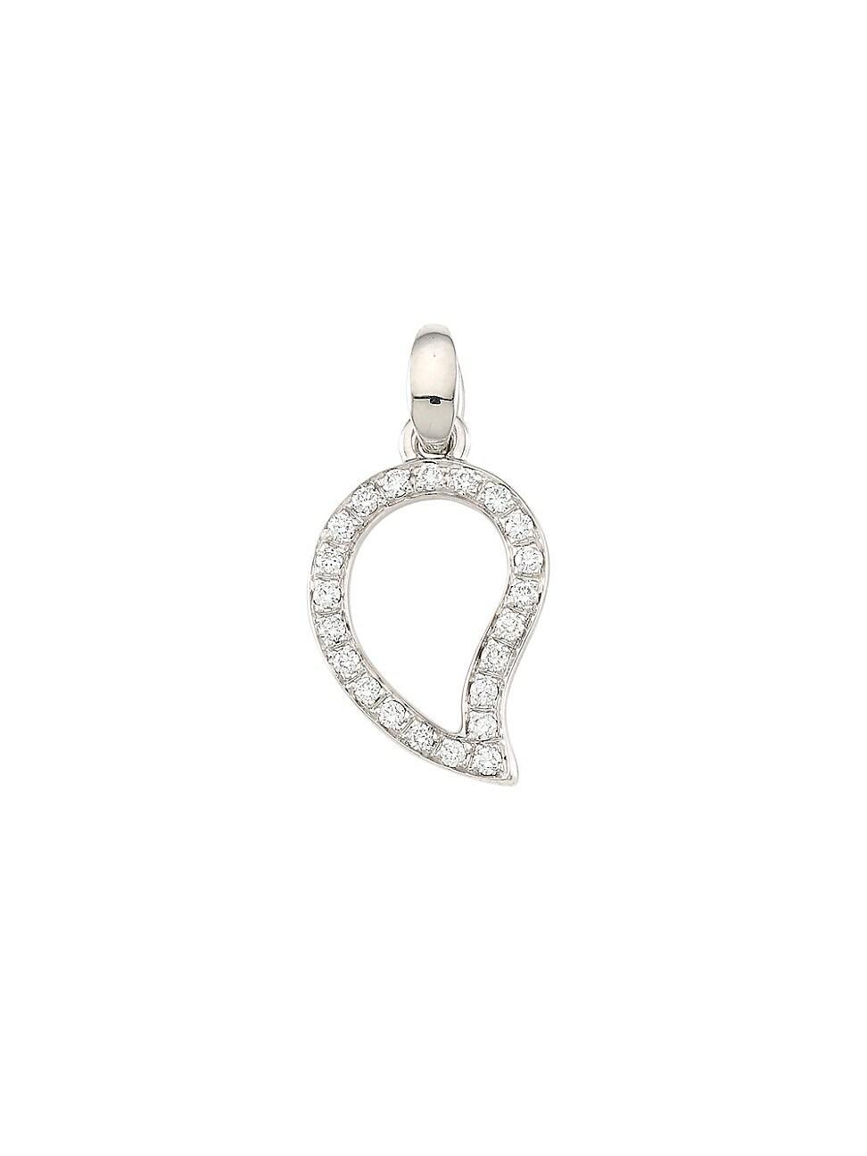 Womens Signature Wave 18K White Gold & Diamond Pav Small Pendant Product Image