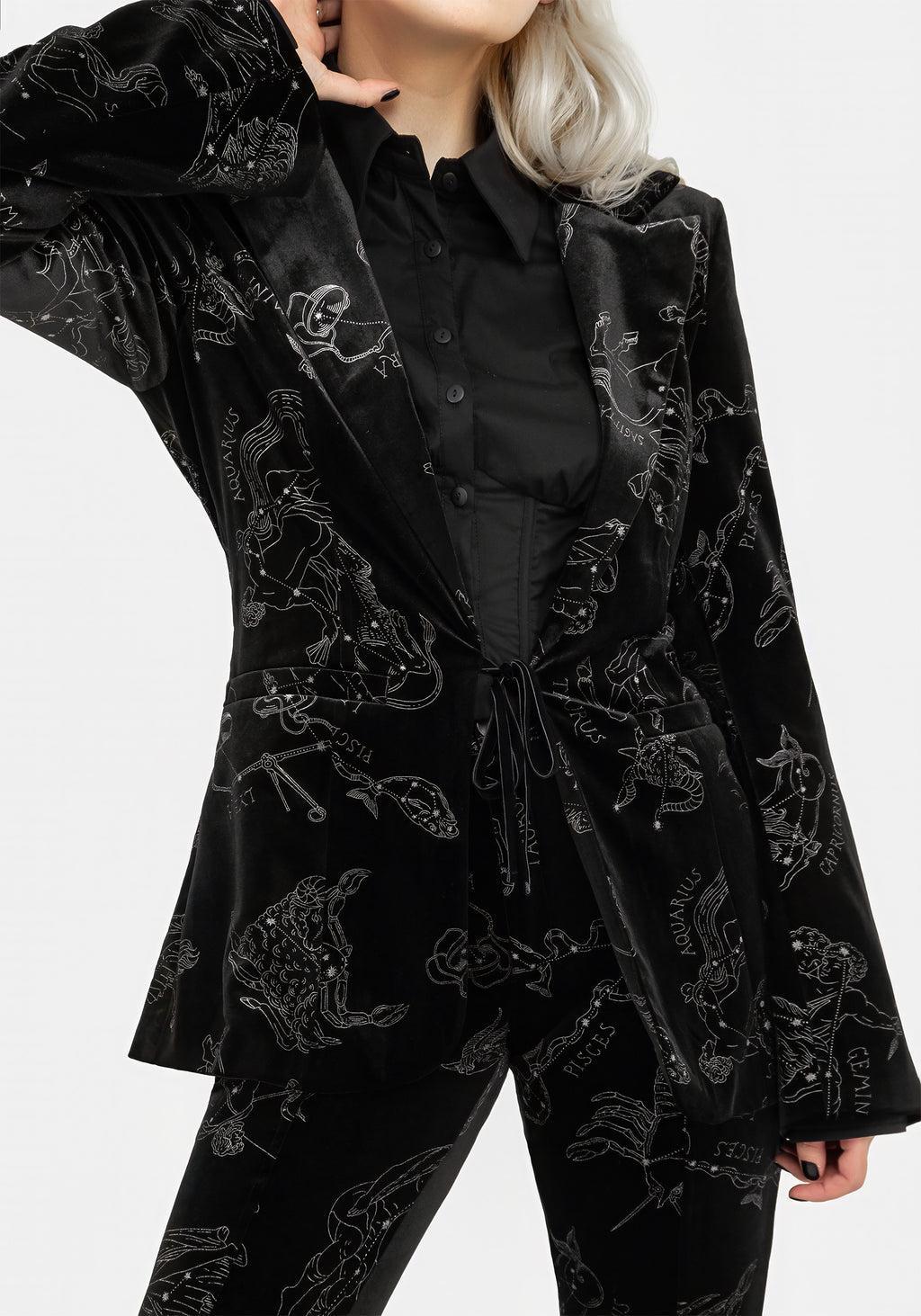 Zodiac Foil Print Velour Blazer Product Image