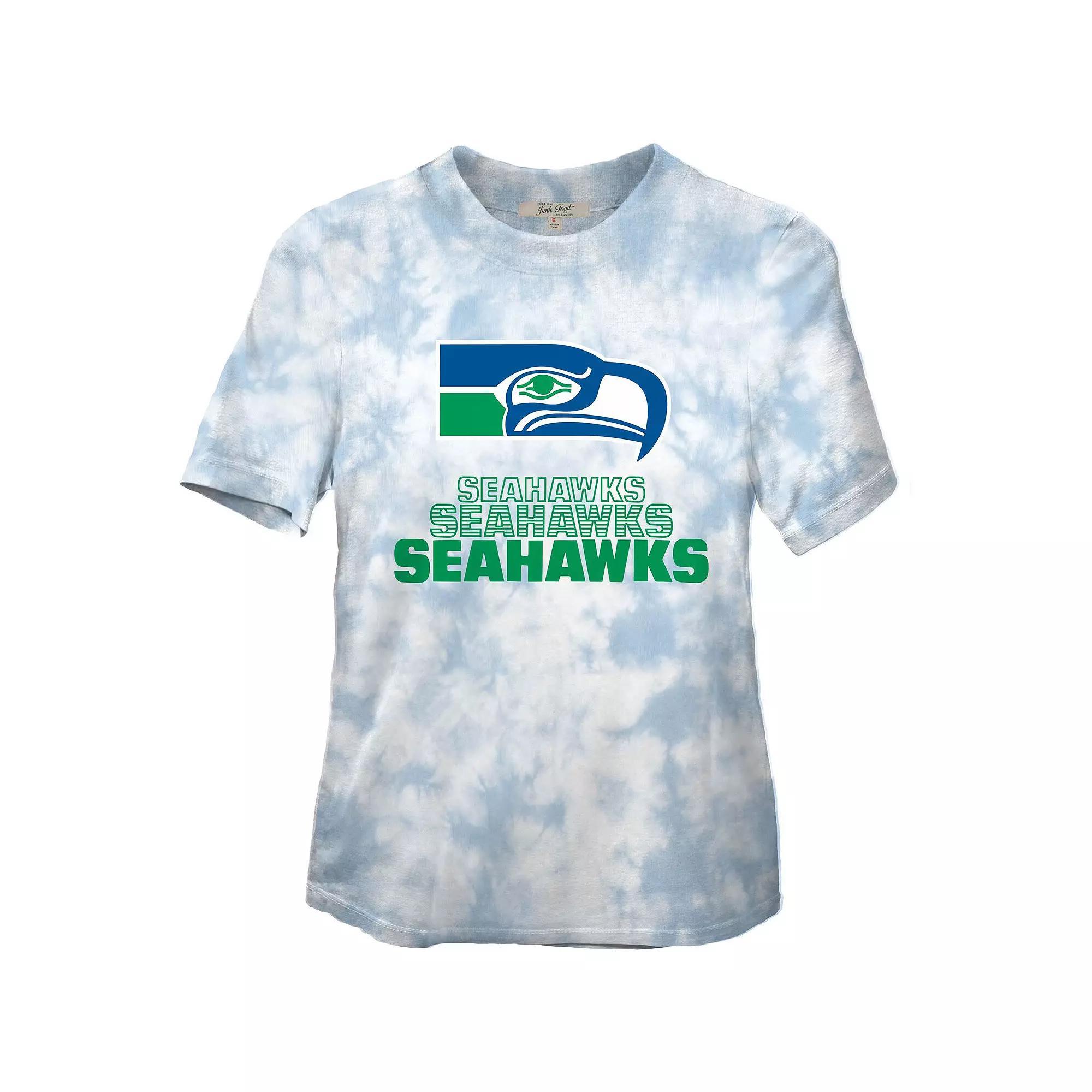 Women's Junk Food Royal Seattle Seahawks Team Spirit Tie-Dye T-Shirt, Size: XS, Blue Product Image
