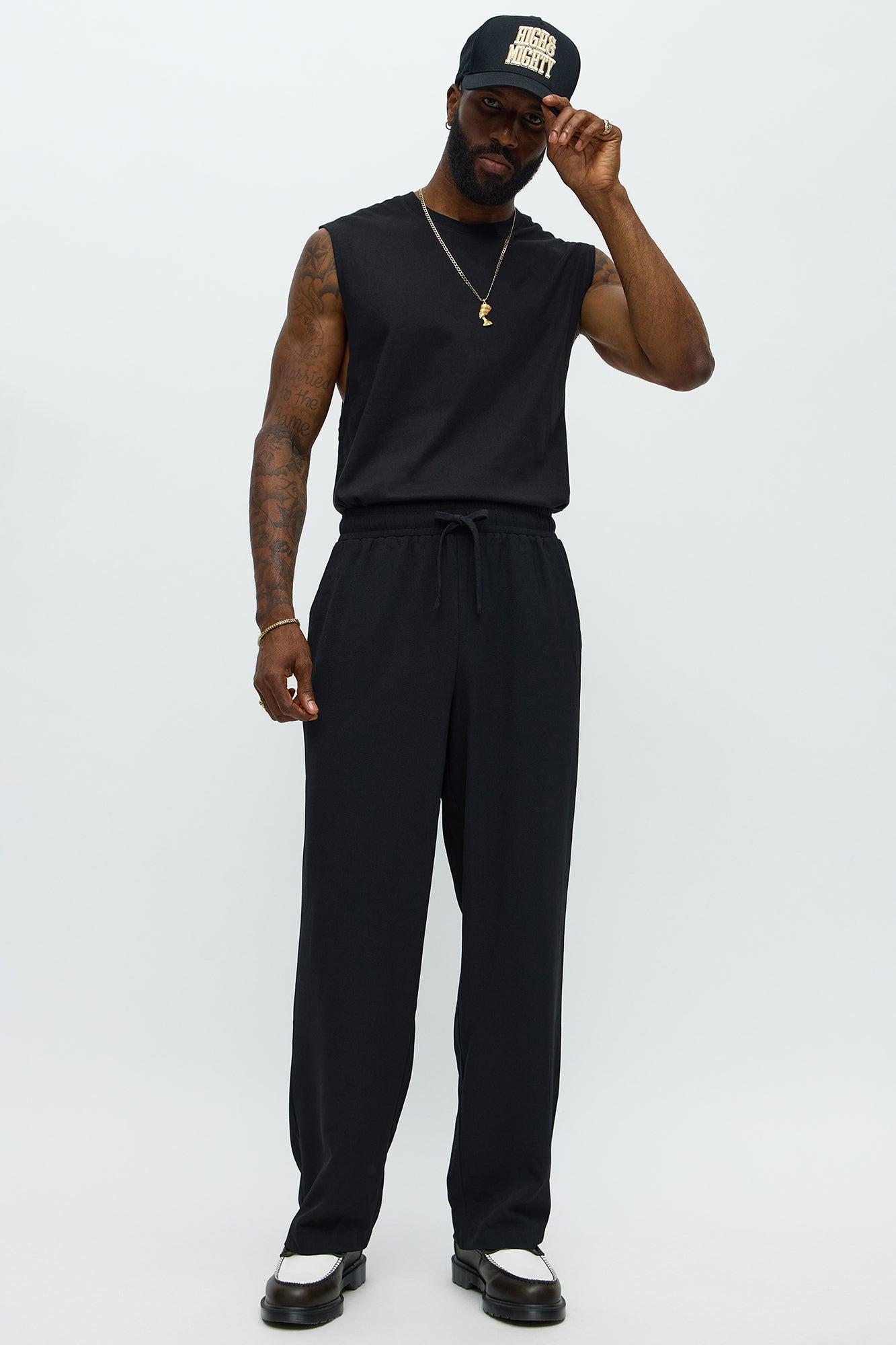 Golden Hour Straight Elastic Waist Trousers - Black Male Product Image