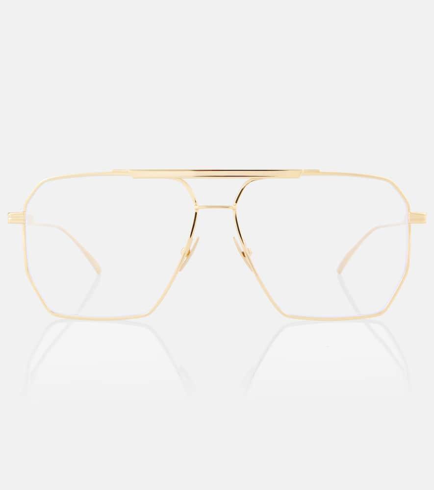 BOTTEGA VENETA Classic Aviator Glasses In 009 Gold/transparent Product Image