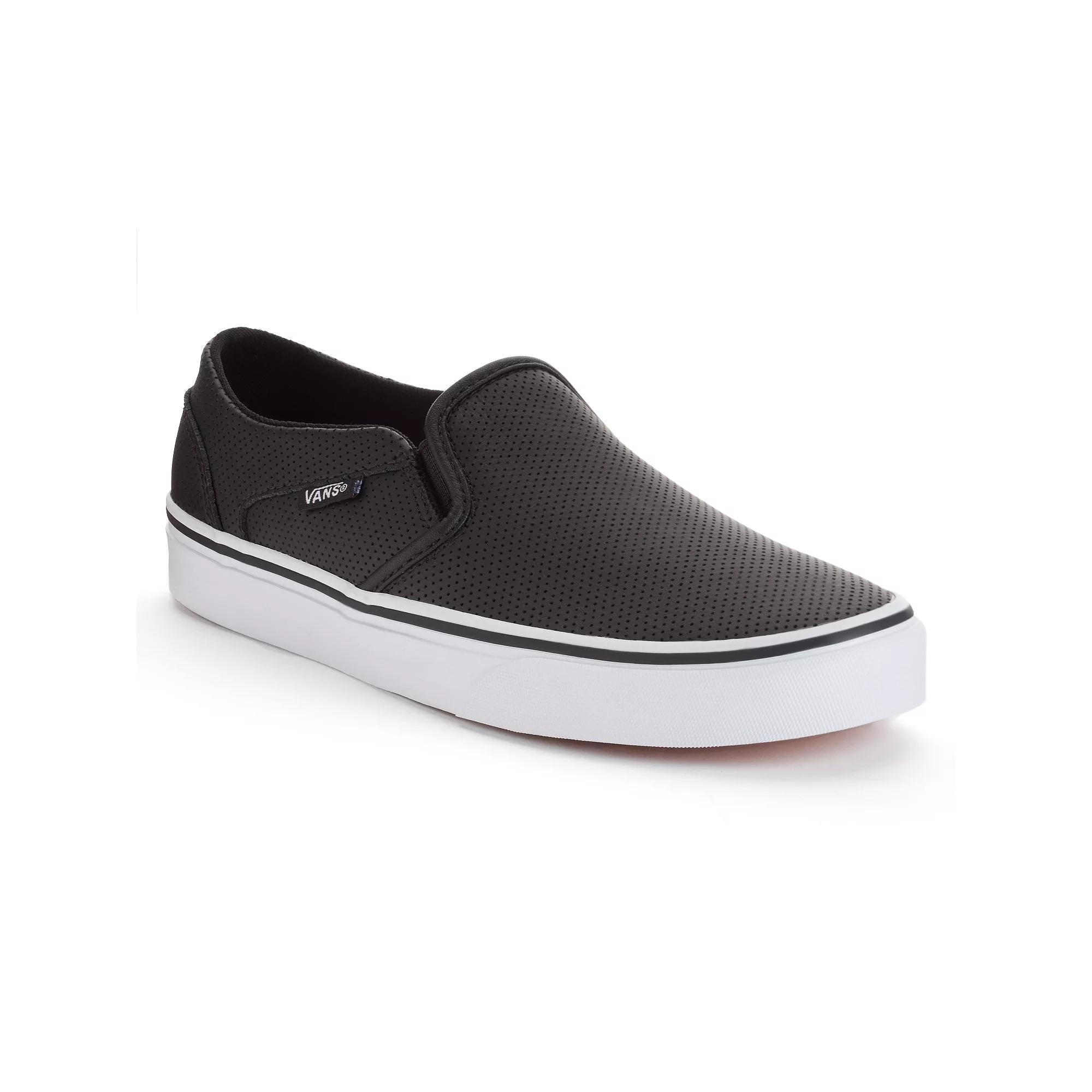 Vans® Asher Women's Perforated Slip-On Shoes, Size: 6, Black Product Image