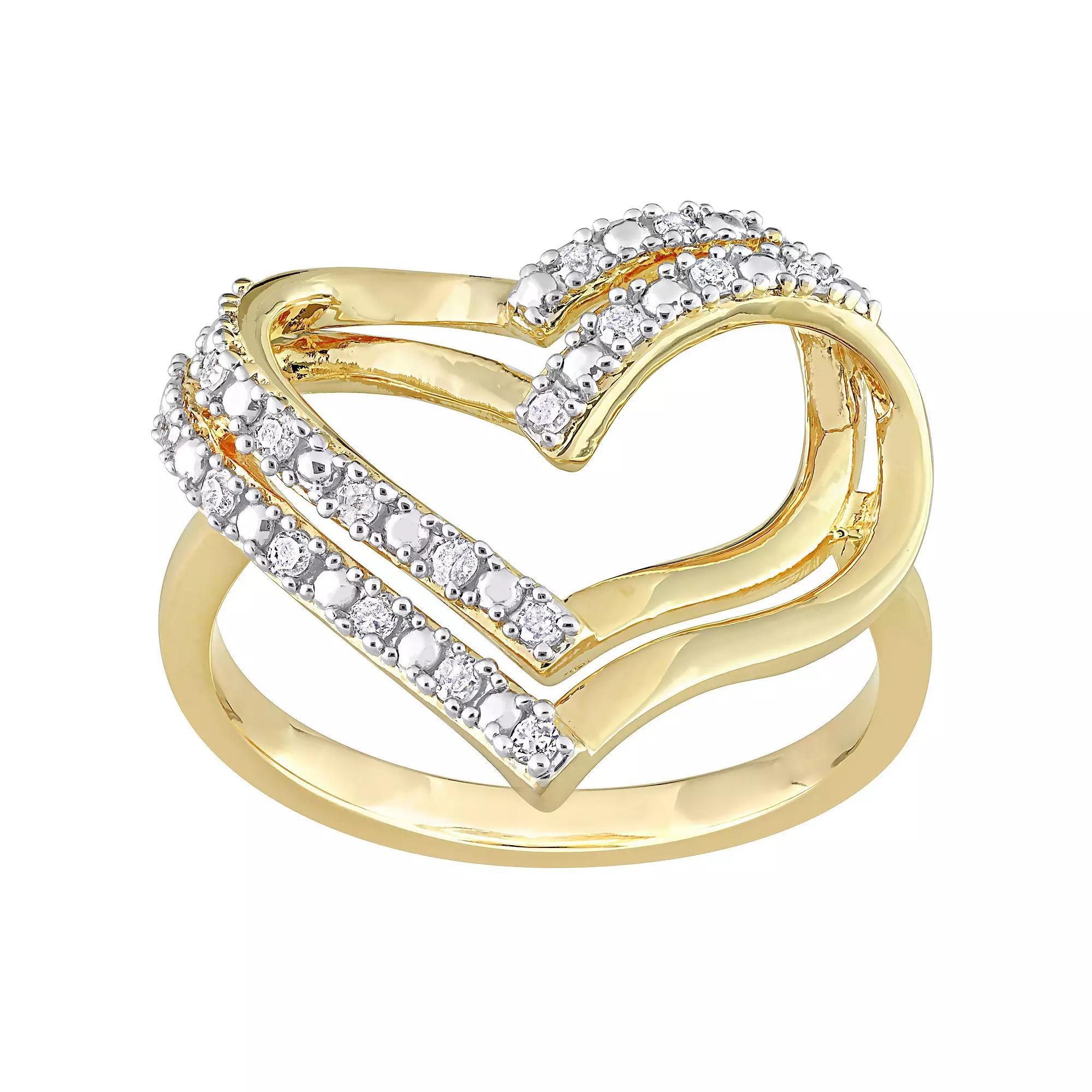 Stella Grace Sterling Silver 1/5 Carat T.W. Diamond Heart Ring, Women's, Pink Tone Product Image