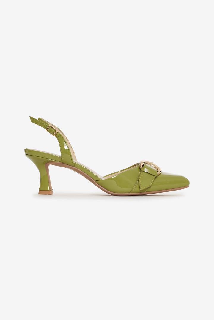 Marion Buckle Heel — Green Product Image