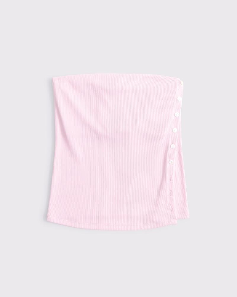Powdered Rib Side-Button Tube Top Product Image