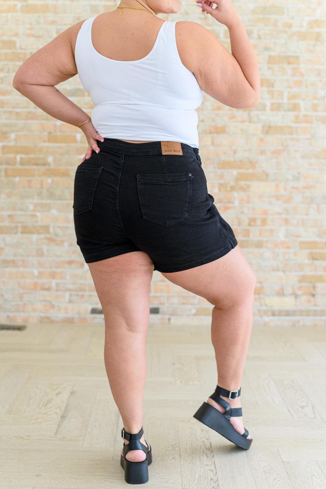 Bentli High Rise Side Tie Denim Skort in Black (Online Exclusive) Product Image