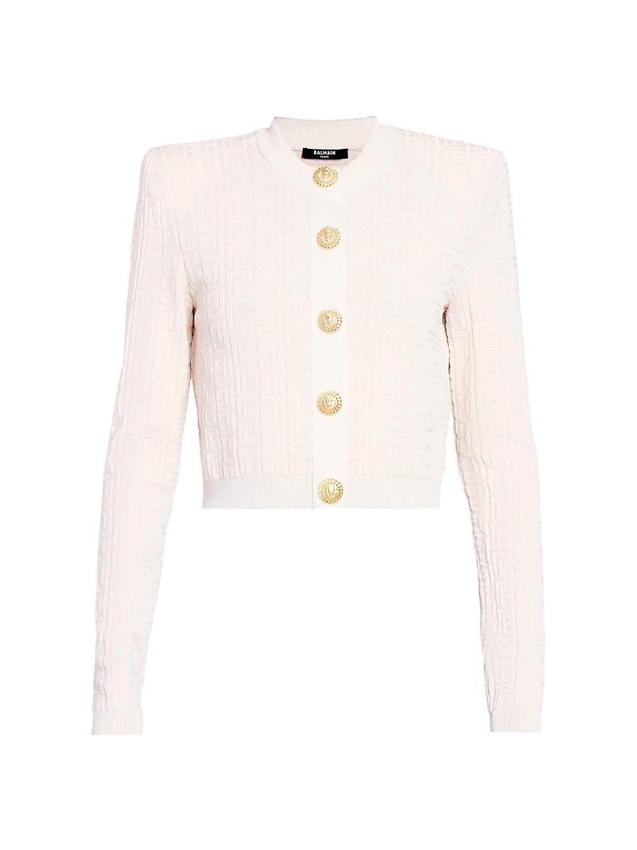 Womens Monogram Knit Crop Cardigan Product Image