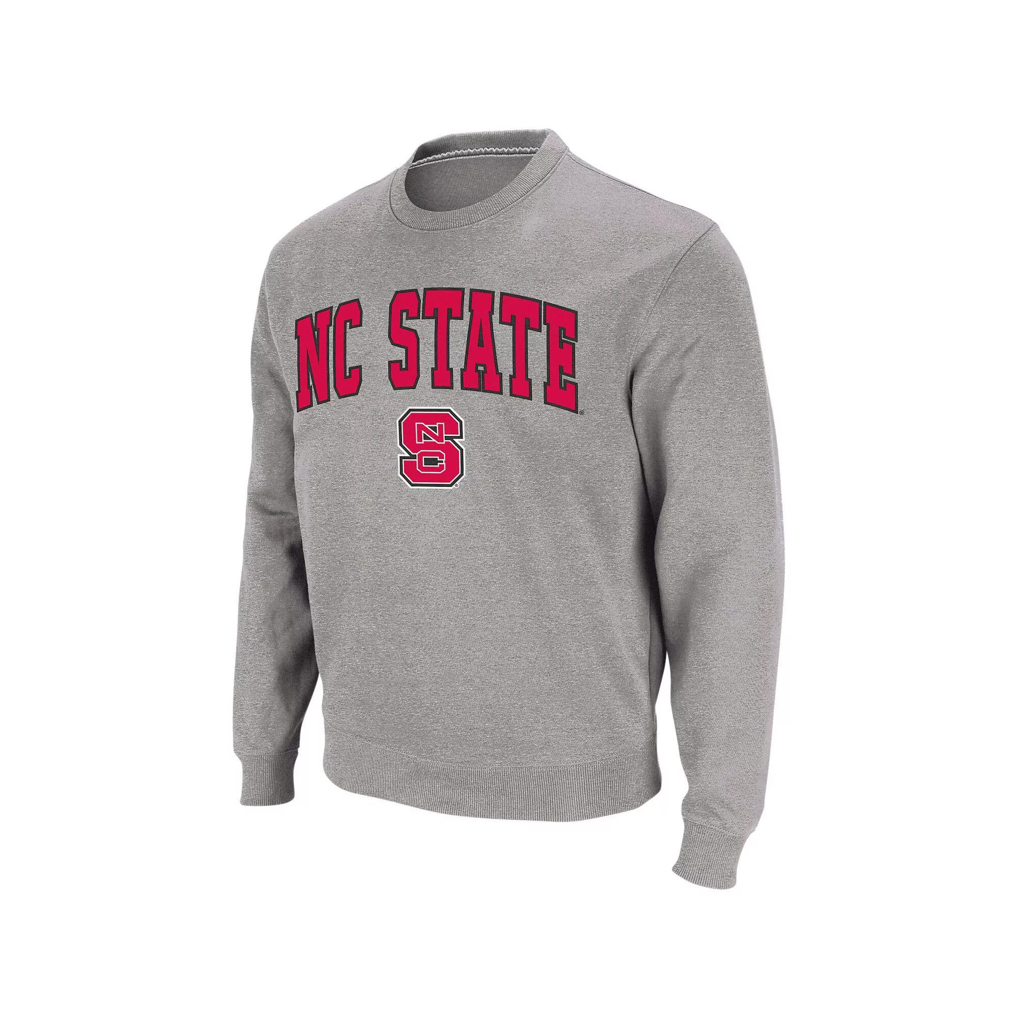 Men's Colosseum Heather Gray NC State Wolfpack Arch & Logo Crew Neck Sweatshirt, Size: Medium, Nst Grey Product Image