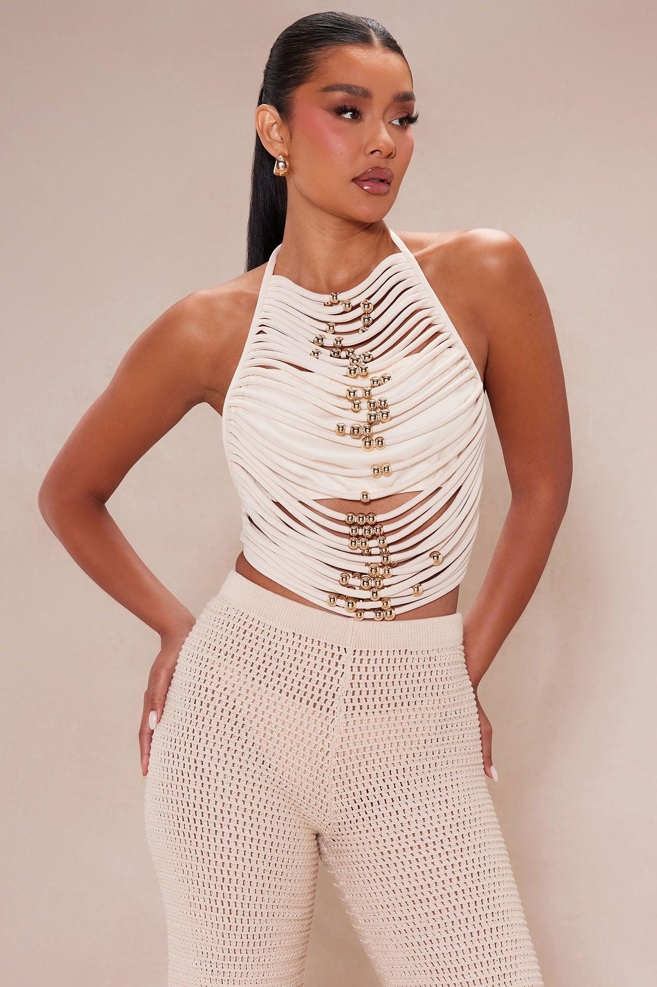Capri Crochet Pant Set - Cream Product Image