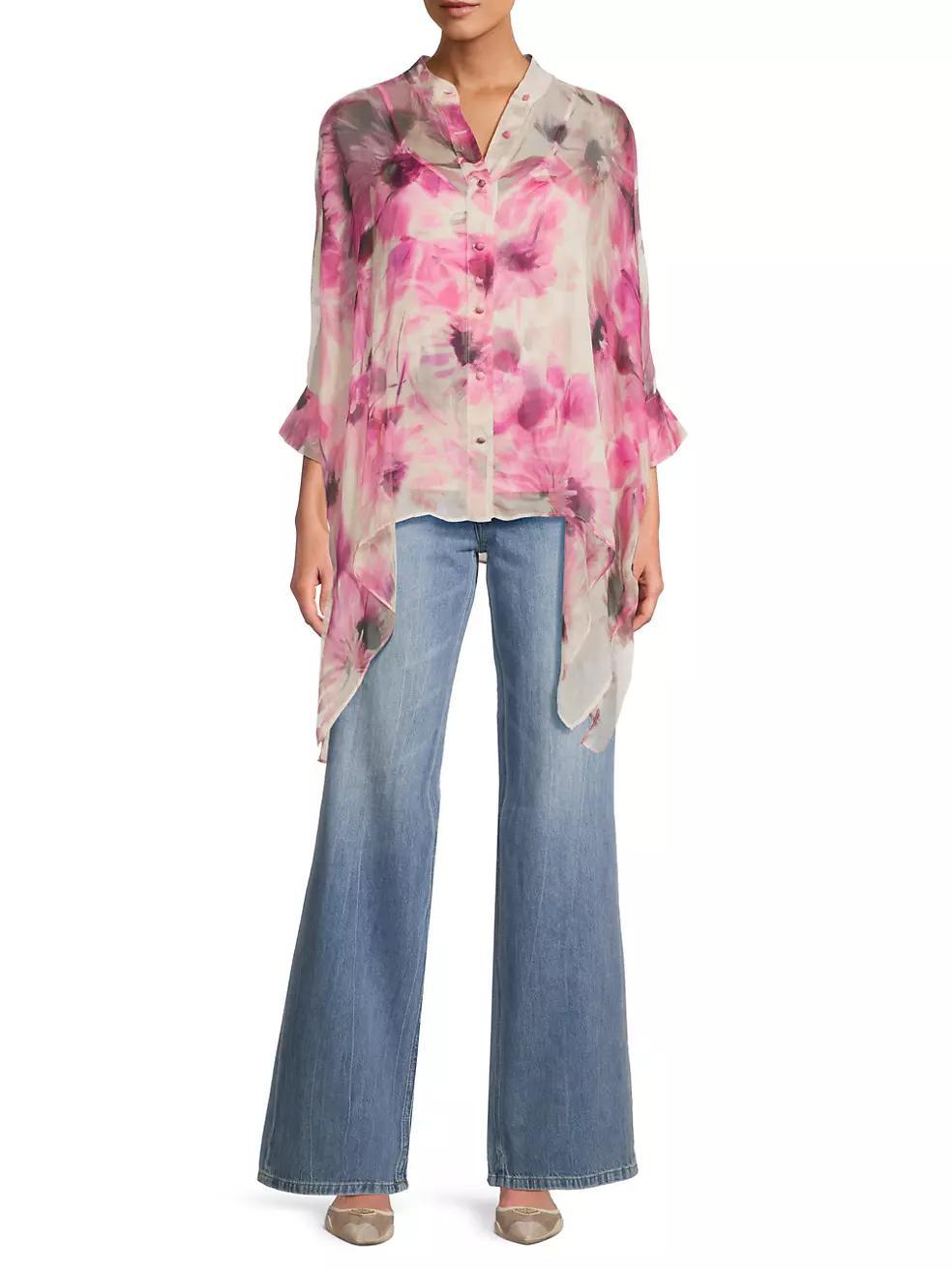 Womens Katia Floral Silk Handkerchief Blouse Product Image