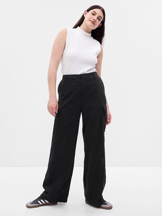 Mid Rise Twill Loose Cargo Pants Product Image
