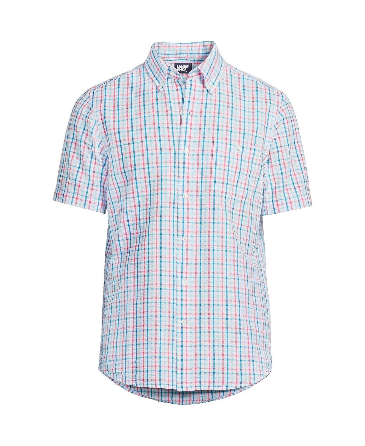 Men's Lands' End Button-Down Seersucker Shirt, Size: Small, White Product Image