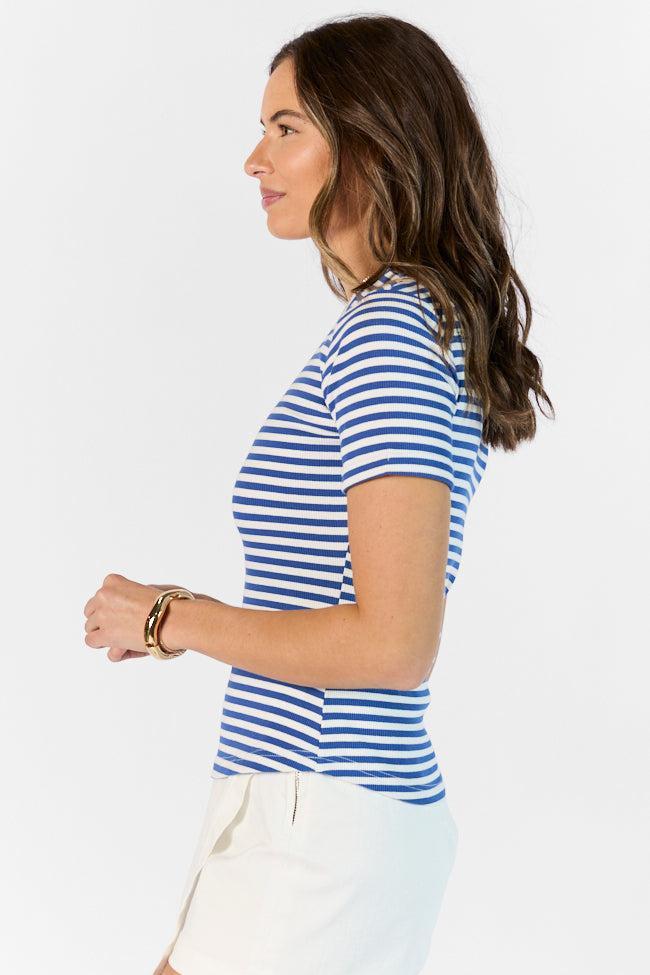 In Reach Navy Ribbed Knit Stripe Tee SALE Product Image