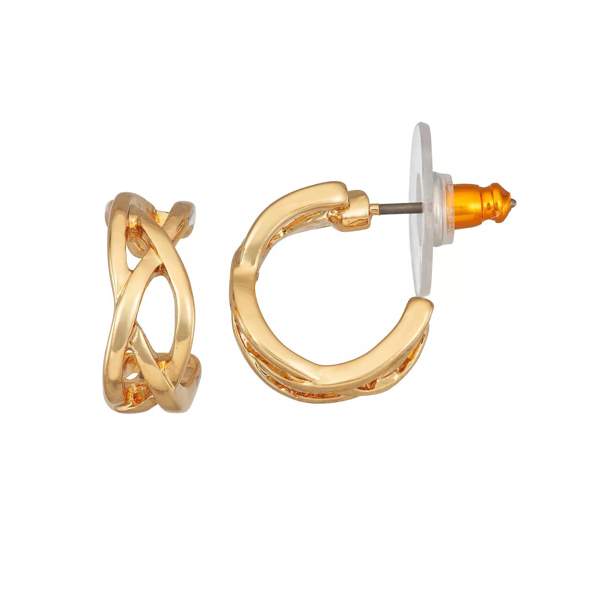 Napier Gold Tone Small Open Hoop Earrings, Womens Product Image