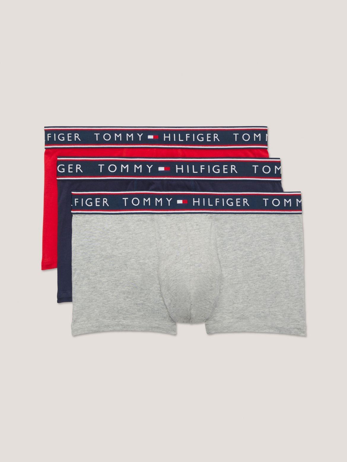 Men's Tommy Hilfiger Stretch 3-Pack Trunk Briefs, Size: XXL, Red Black Grey Product Image