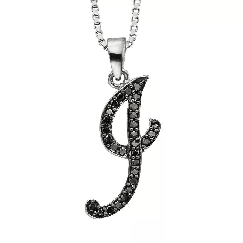 Jewelexcess Sterling Silver 1/4-ct. T.W. Black Diamond Initial Pendant, Women's, Size: 18", Q Product Image
