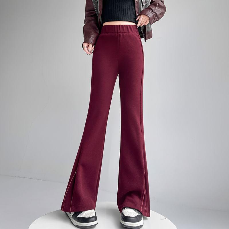 Mid Rise Plain Flared Sweatpants Product Image