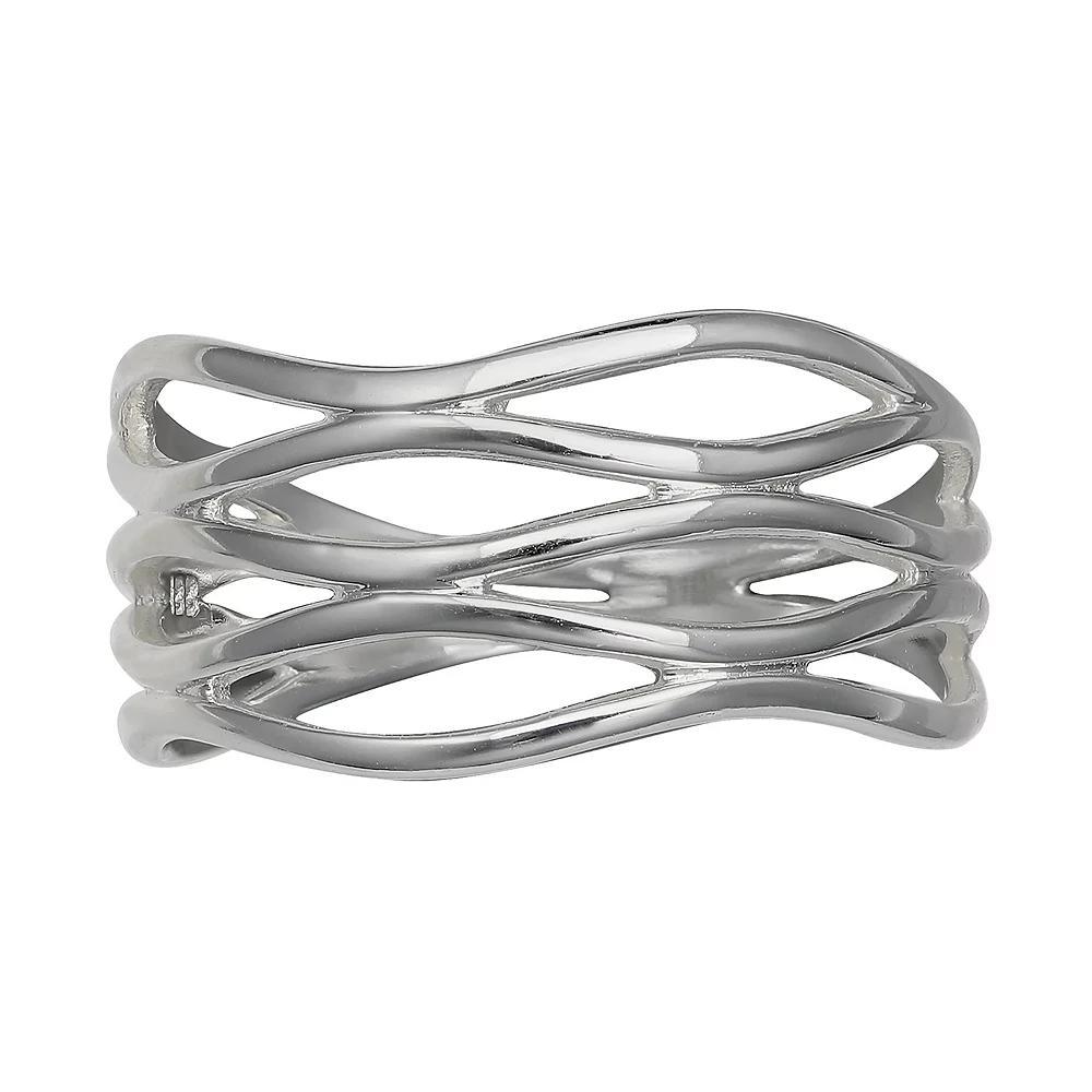 PRIMROSE Sterling Silver Wave Ring, Women's, Size: 6 Product Image