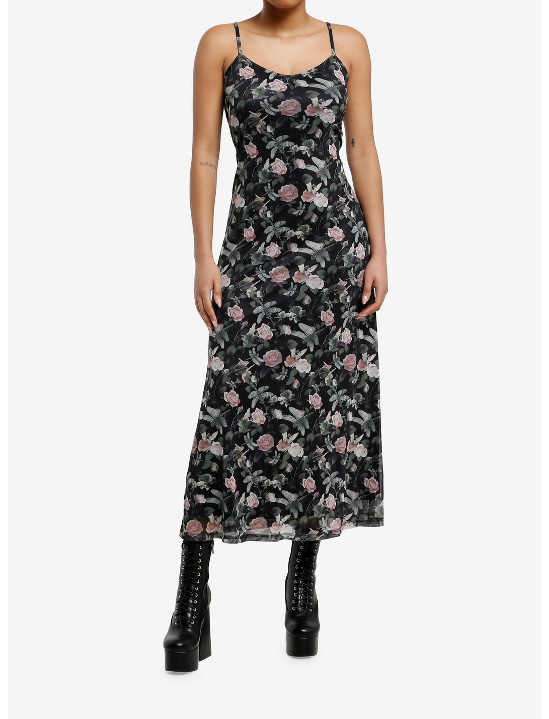 Thorn & Fable Dragonflies & Roses Mesh Maxi Dress Product Image