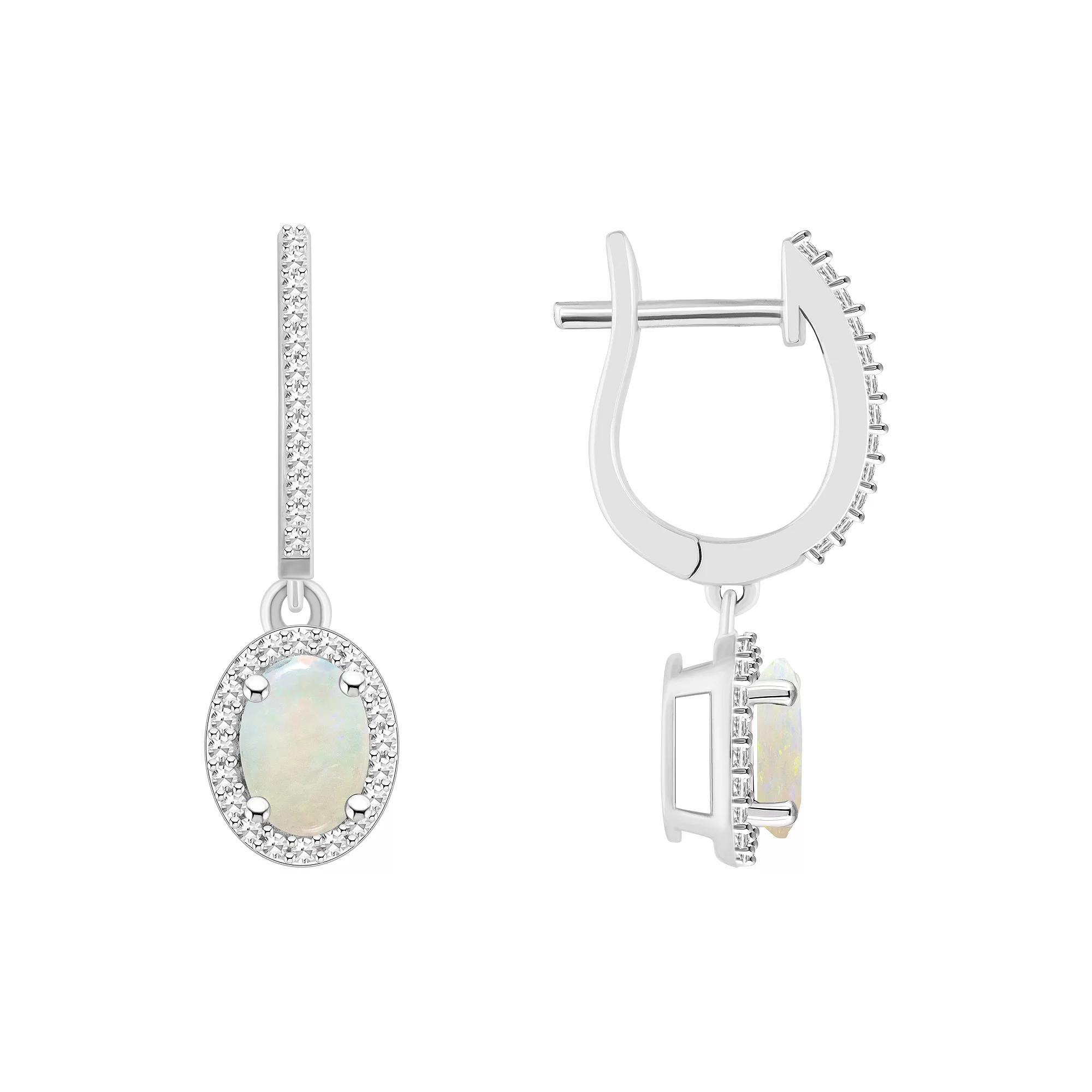 Celebration Gems Sterling Silver Oval-Cut Amethyst & 1/3 Carat T.W. Diamond Hoop Drop Earrings, Womens Product Image