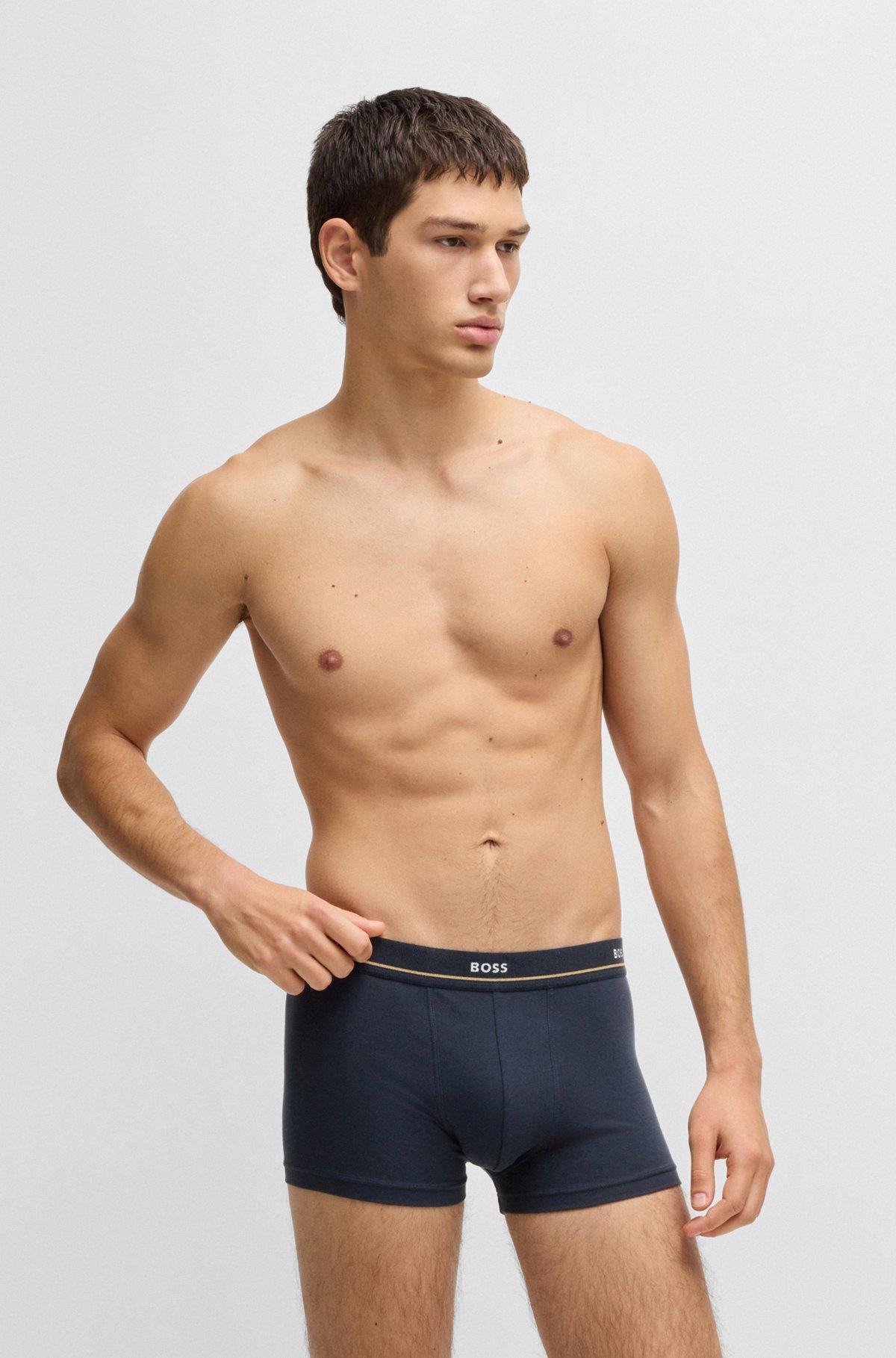 Three-pack of stretch-cotton trunks with logo waistbands Product Image