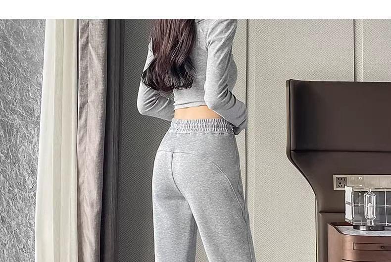 High Waist Plain Flared Sweatpants Product Image
