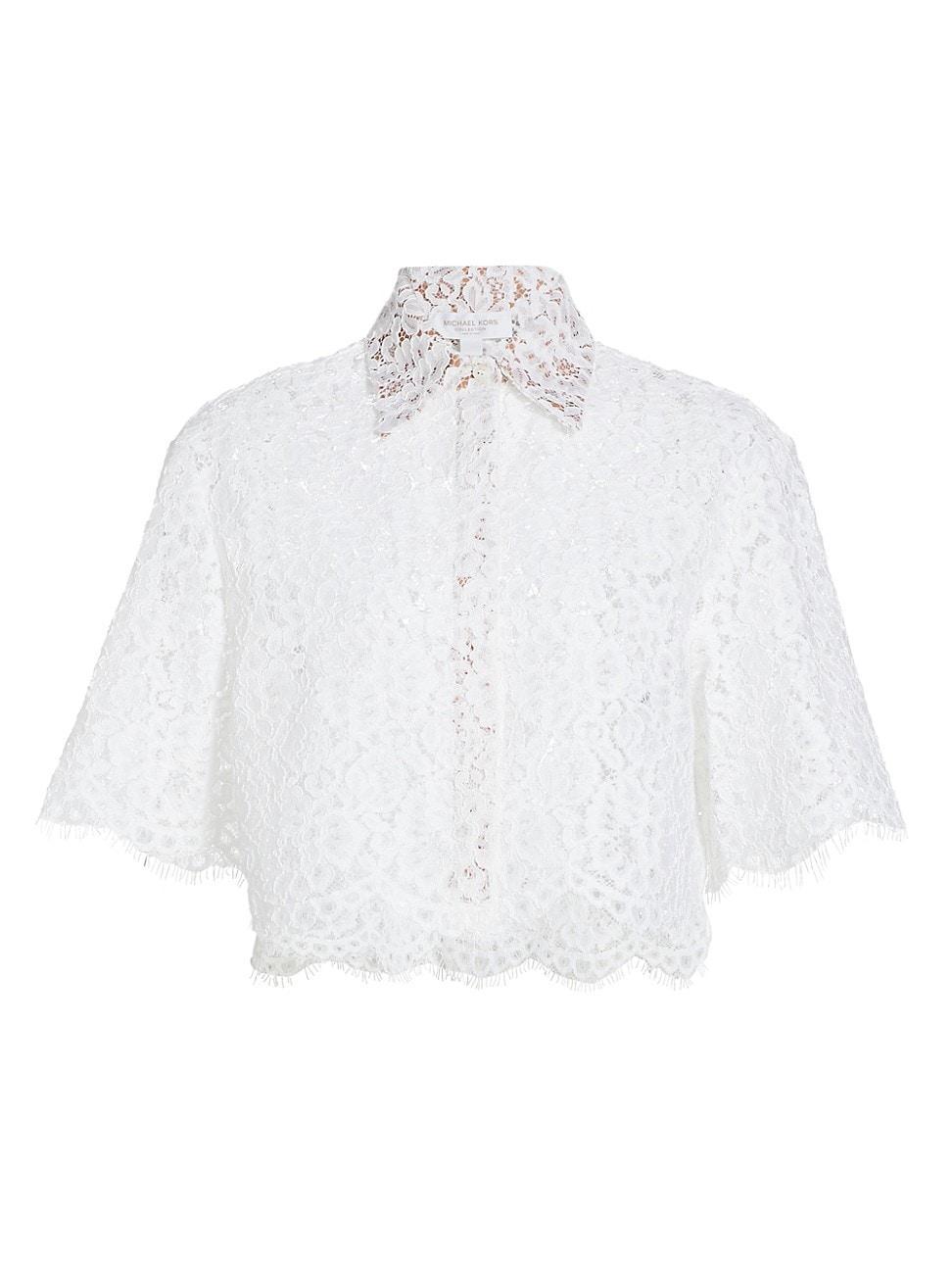 Lace Button-Front Shirt Product Image