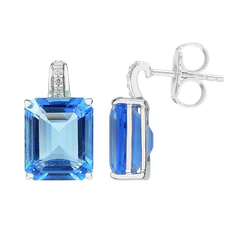 SIRI USA by TJM Sterling Silver Simulated Blue Quartz & Cubic Zirconia Square Stud Earrings, Women's Product Image