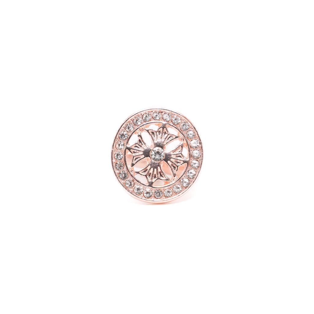 Round Rose Gold Floral Cuff Links Product Image