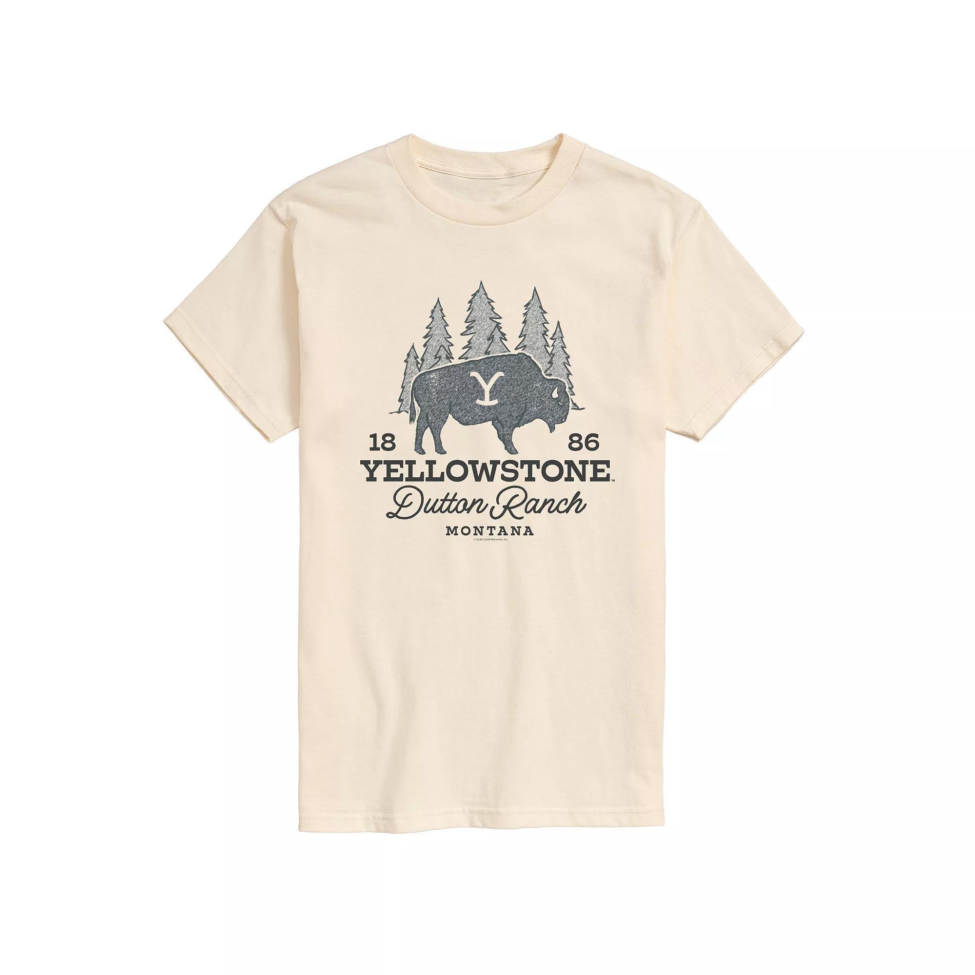Men's Yellowstone Dutton Ranch Bison Graphic Tee, Size: XL, Ivory Product Image