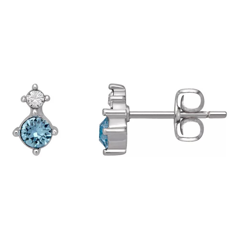 Brilliance Fine Silver-Plated Birthstone Crystal Stud Earrings, Women's, Silver Tone March Product Image