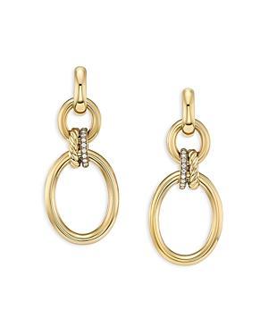 David Yurman 18K Yellow Gold Mercer Diamond Pave Interlocking Circle Drop Earrings Product Image