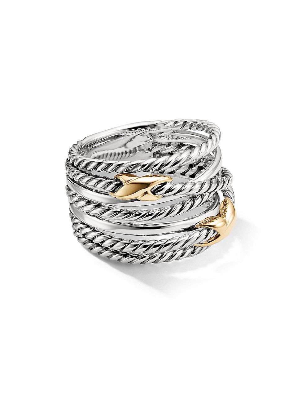 Womens Double X Crossover Ring in Sterling Silver Product Image