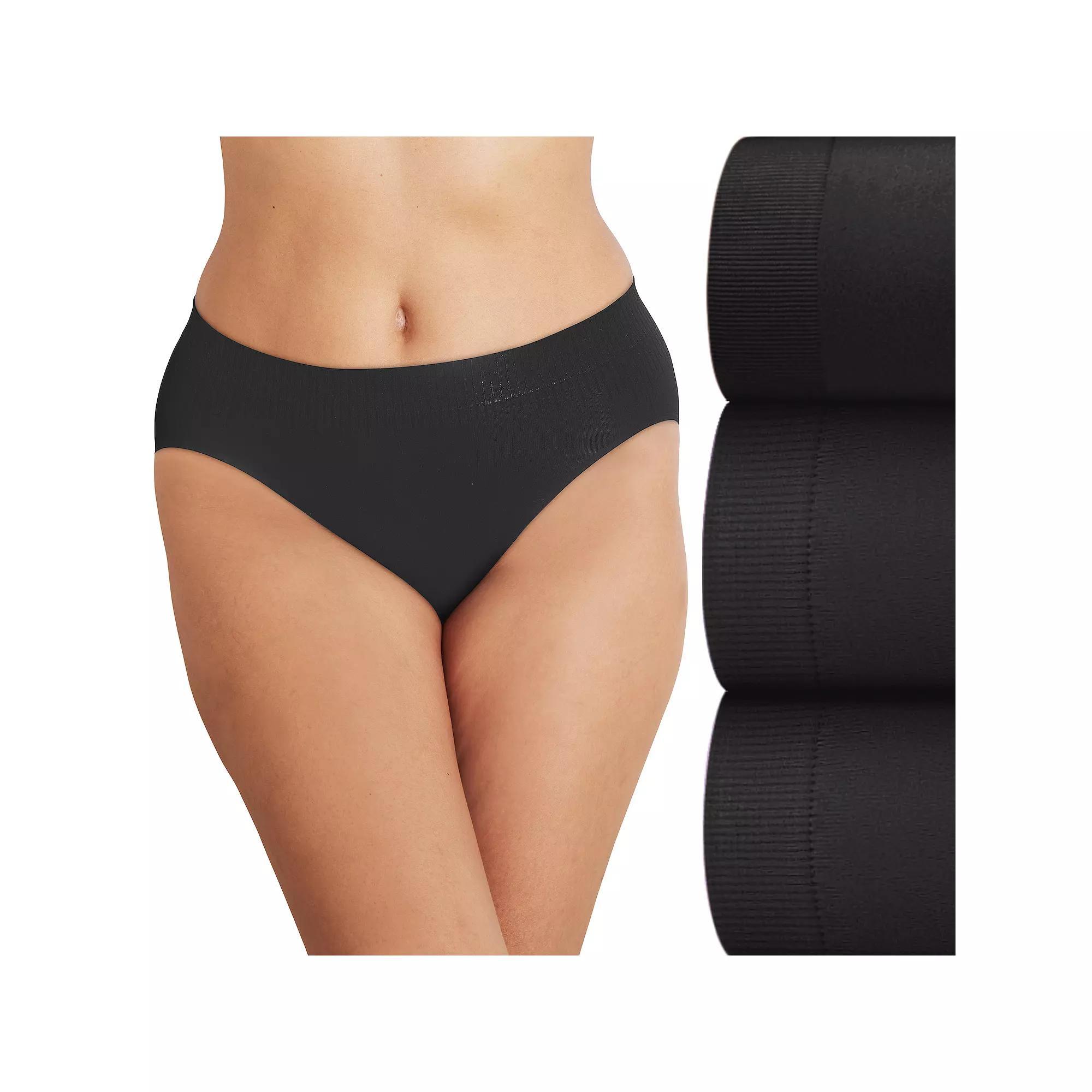Bali Comfort Revolution 3-Pack Modern Seamless Hi Cut Panty DFMSH3, Women's, Size: 8, Black Black Black Product Image