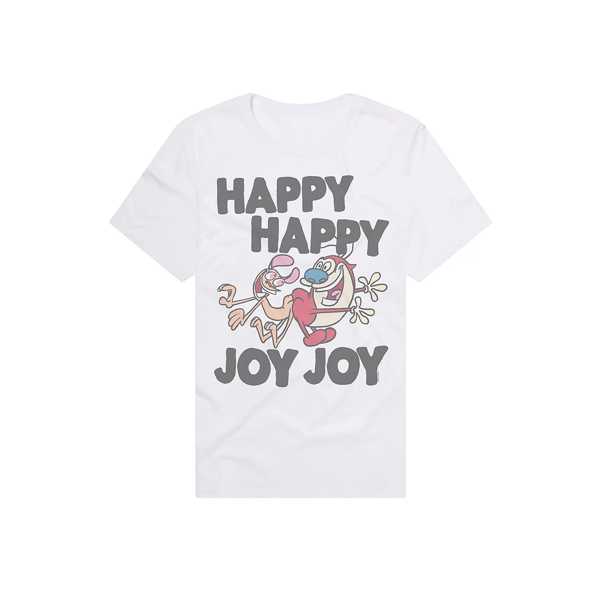 Men's Ren & Stimpy Happy Happy Joy Joy Graphic Tee, Size: Medium, White Product Image