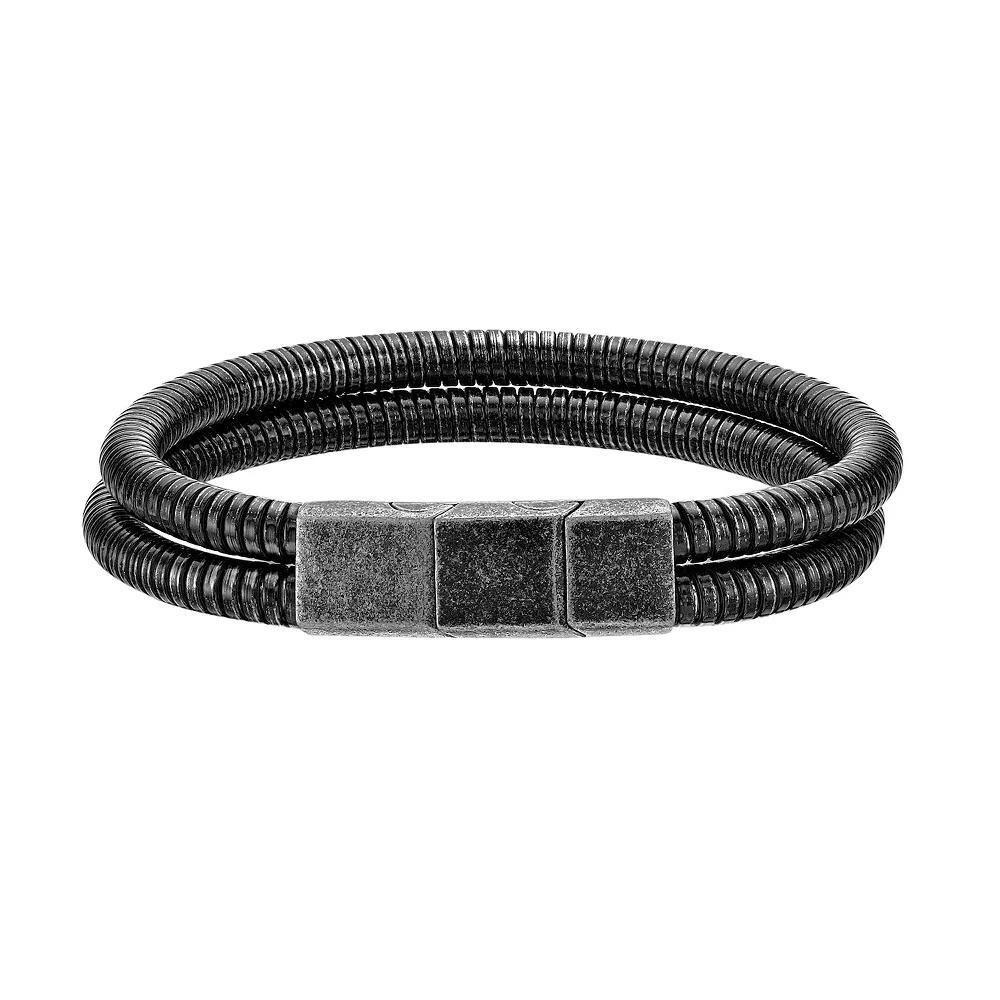 Men's LYNX Antique Black Ion-Plated Stainless Steel Tubogas Bracelet, Size: 8.5" Product Image