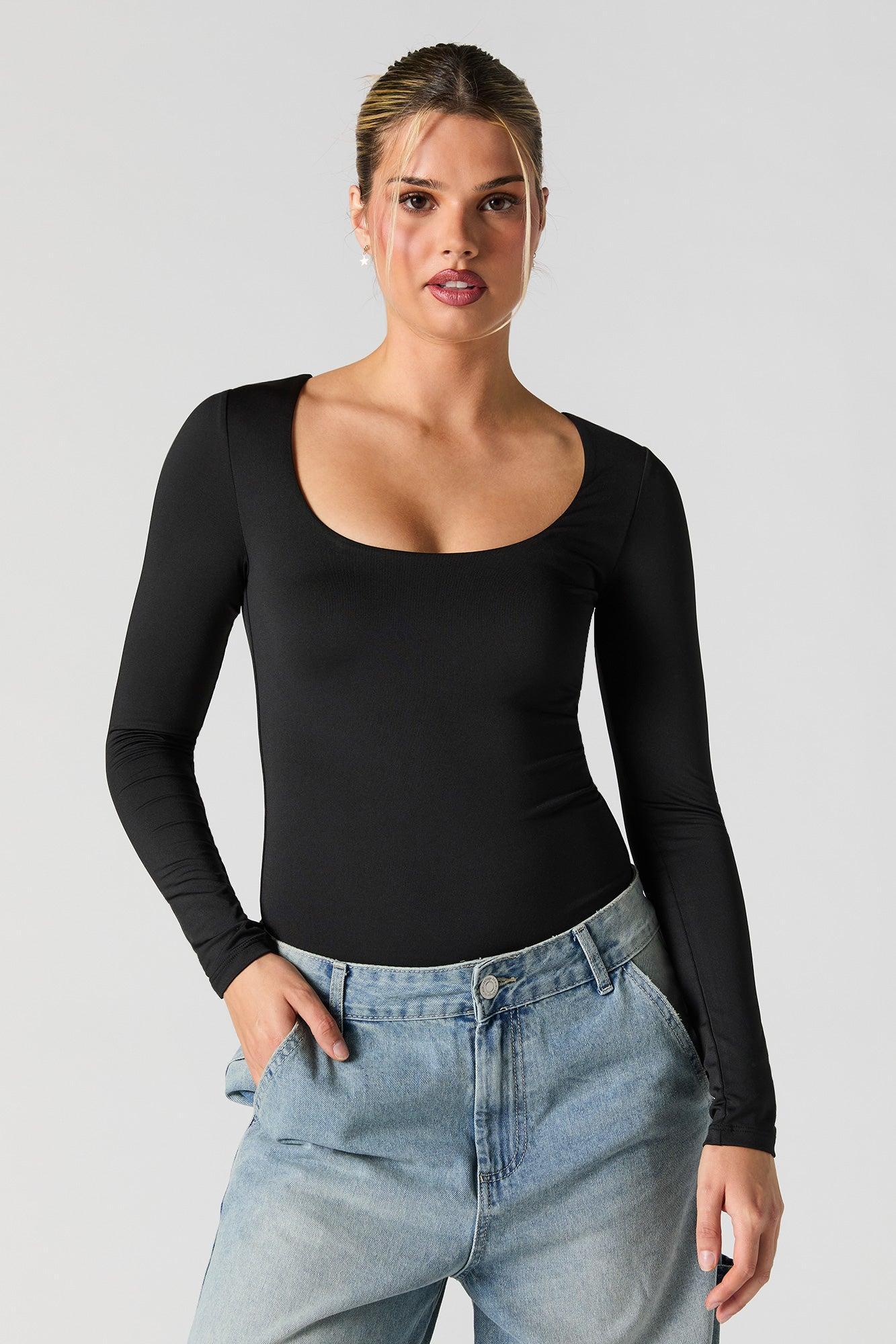 Scoop Neck Long Sleeve Bodysuit Female Product Image