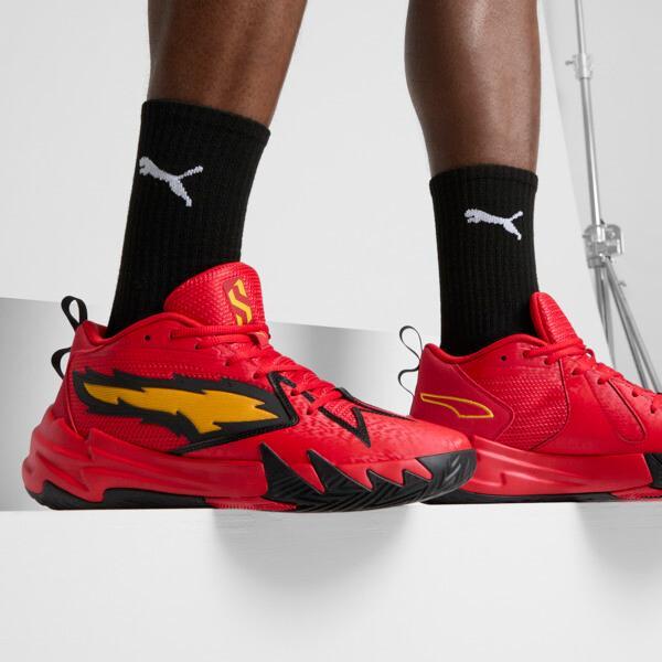 PUMA Scoot Zeros Retro Portland Men's Basketball Shoes in For All Time Red/Yellow Sizzle Product Image