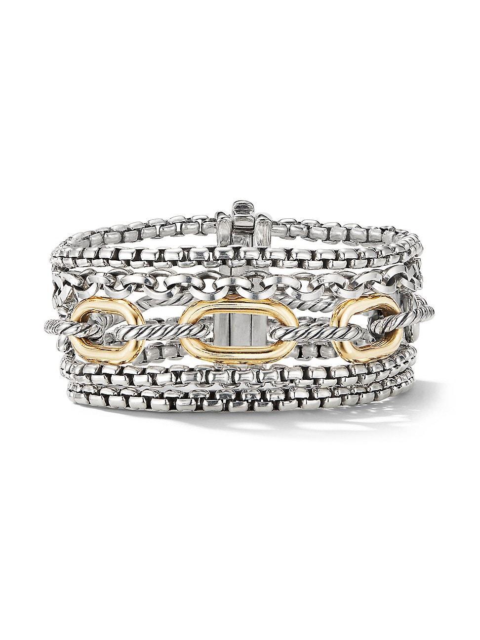 Multi Row Chain Bracelet in Silver with 18K Gold, 29mm Product Image