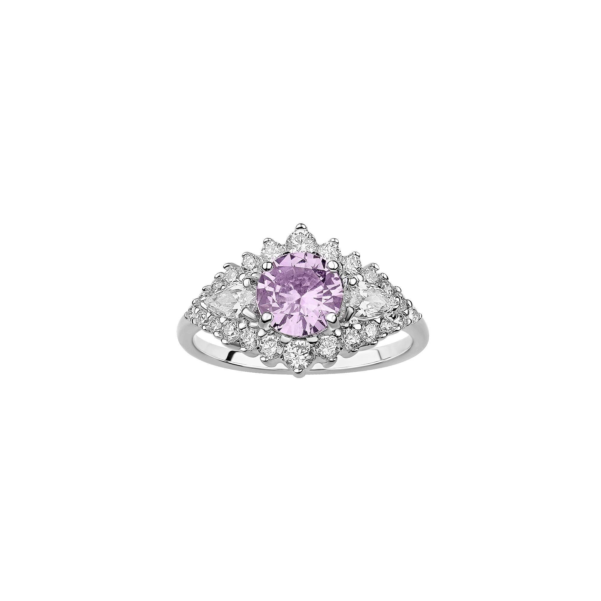 PRIMROSE Sterling Silver Cubic Zirconia Cluster Ring, Women's, Size: 9, Sterling Purple Product Image