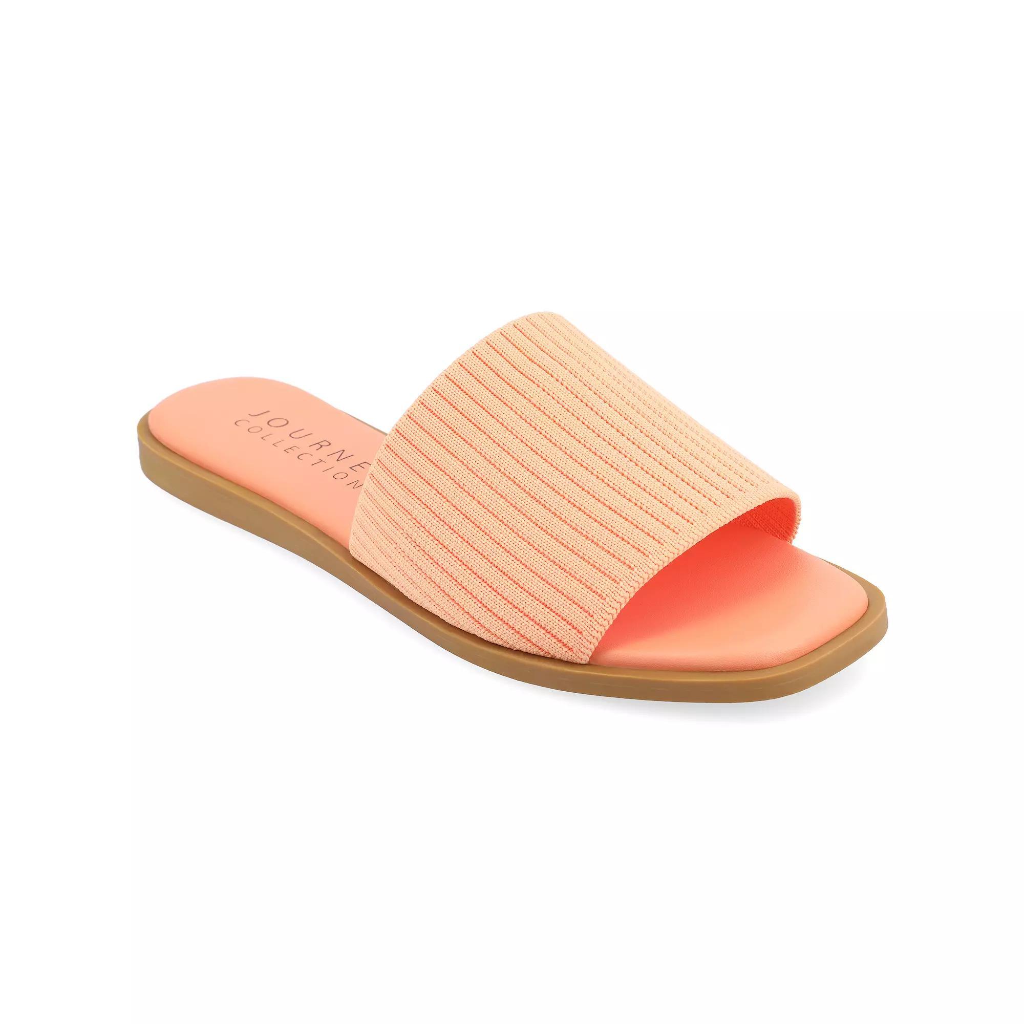 Journee Prisilla Women's Tru Comfort Foam Linen Slip On Slide Sandals, Size: 5.5, Pink Product Image