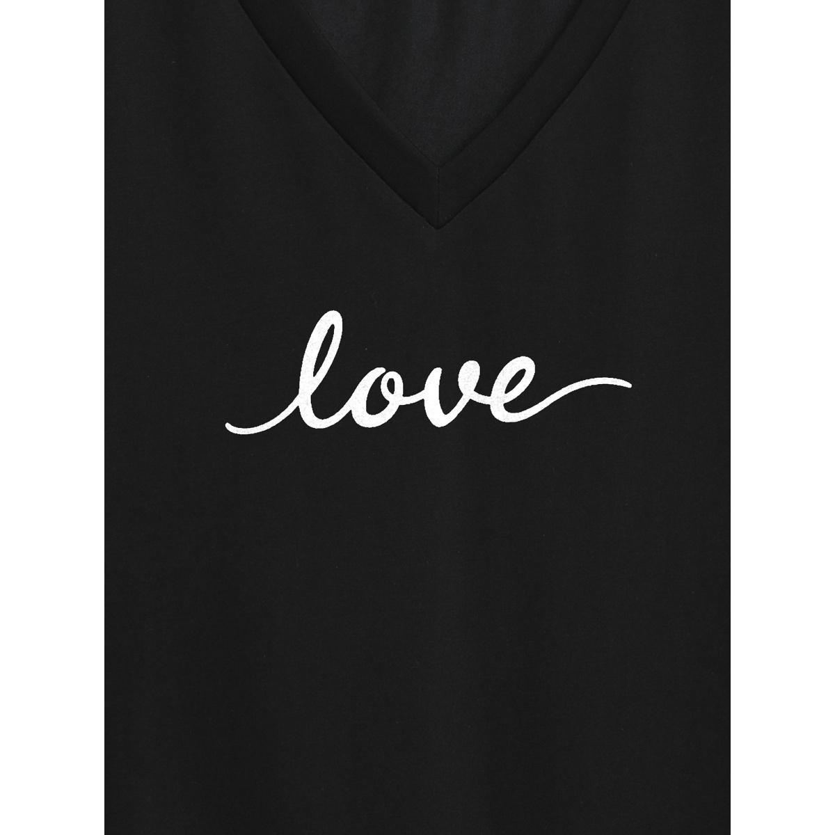 Plus Size Be Kind Pattern Crewneck T-Shirt Black Women Non Positive slogan V-neck Everyday-Casual T-shirts BloomChic 28/5X Product Image