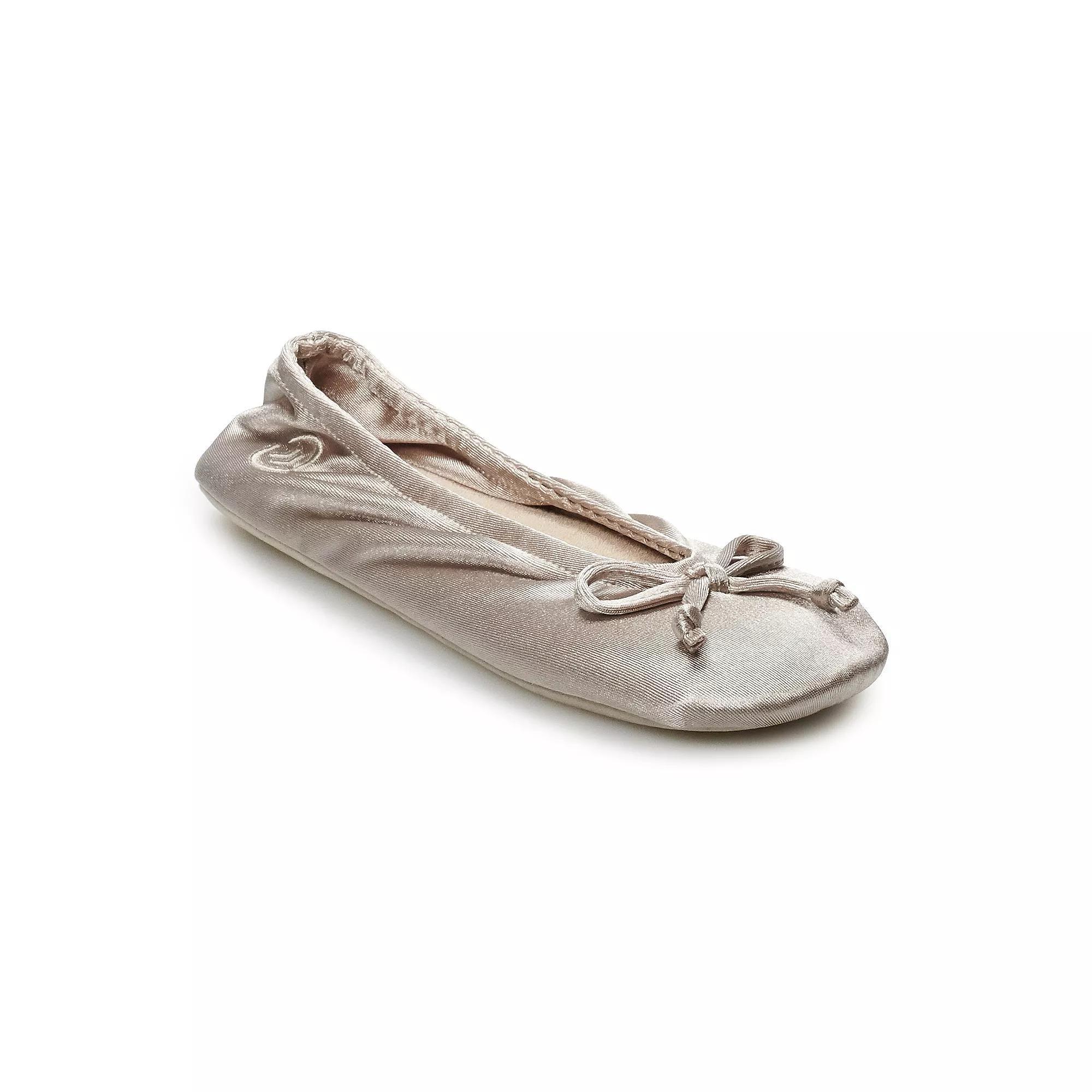 isotoner Satin Womens Ballerina Slippers Evening Brown Product Image