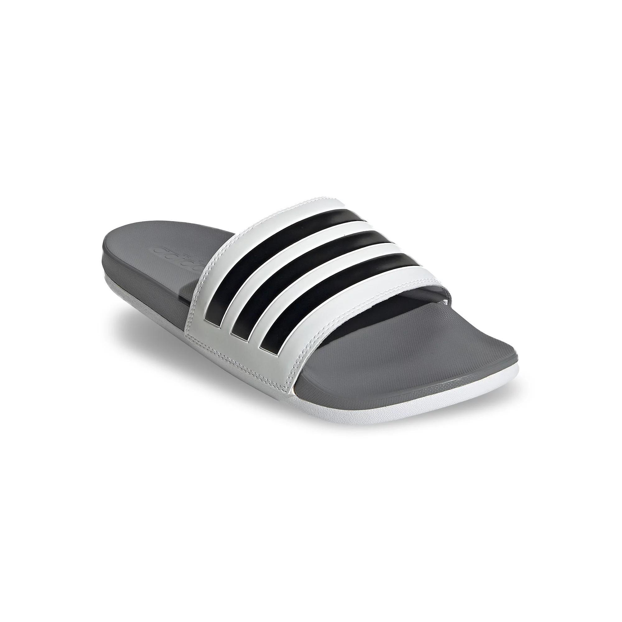 adidas Adilette Stripe Comfort Men's Slide Sandals, Size: 15, White Black Gray Product Image