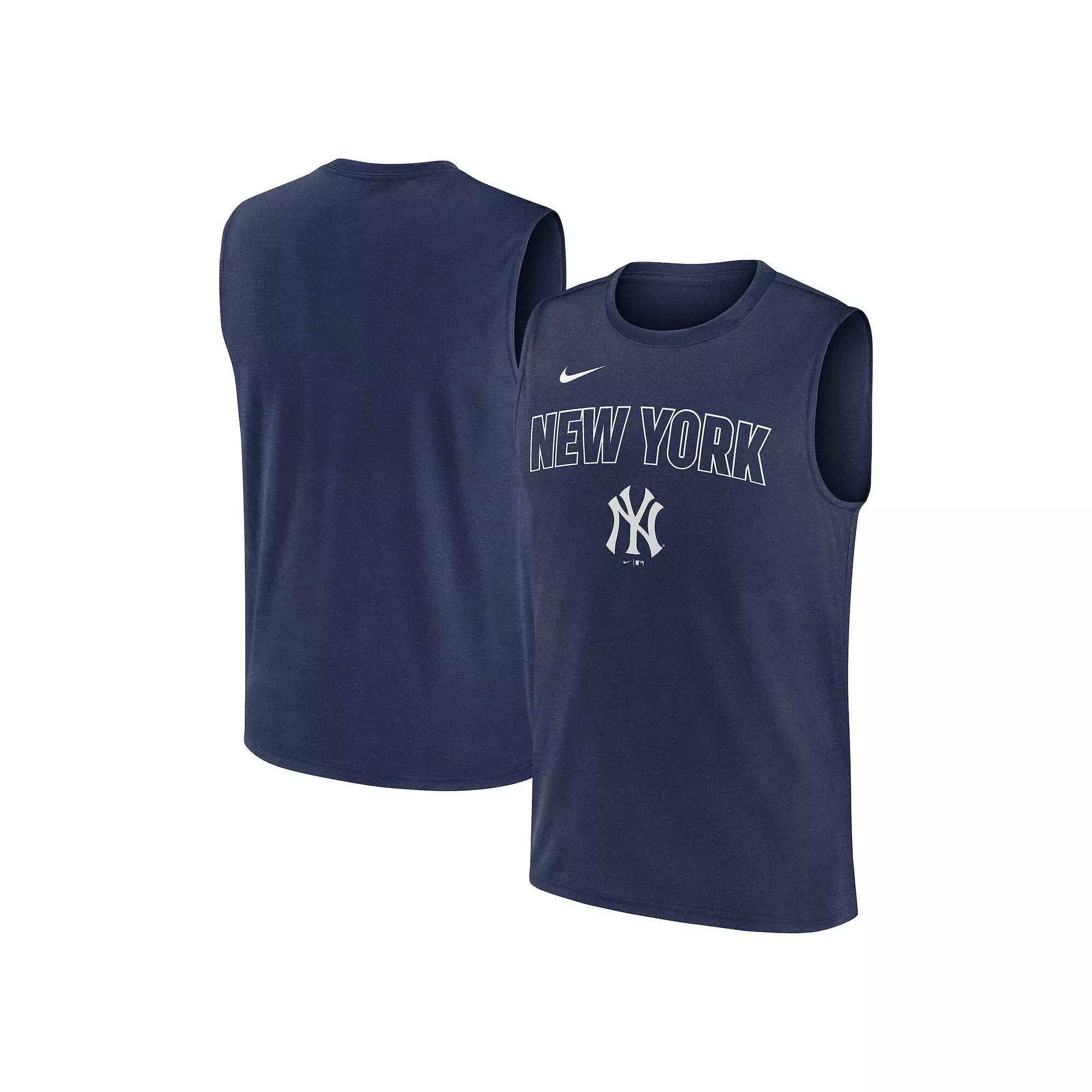 Men's Nike Navy New York Yankees Knockout Performance Muscle Tank Top, Size: Small, Blue Product Image