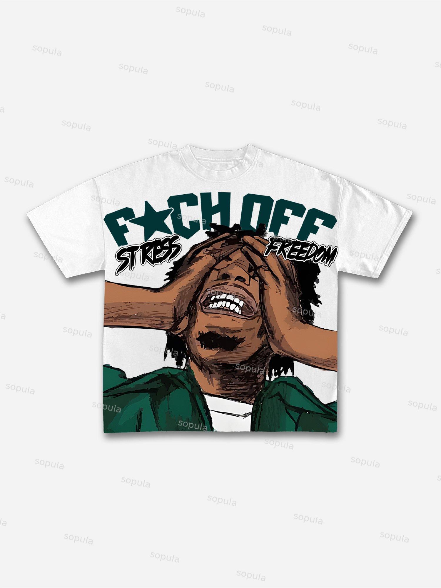 Vintage Stress Freedom Print Graphic T-Shirt Product Image
